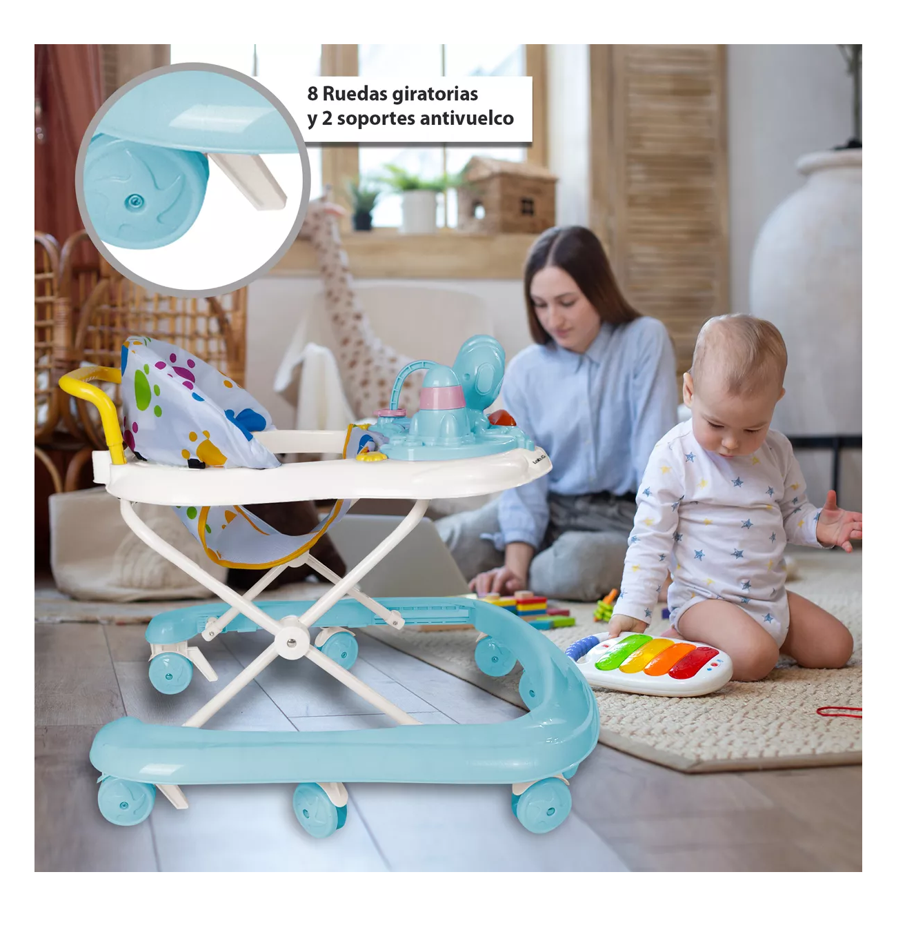 Foto 4 pulgar | Andadera Musical Plegable Para Bebe Juguete Educativo Interactiva Azul