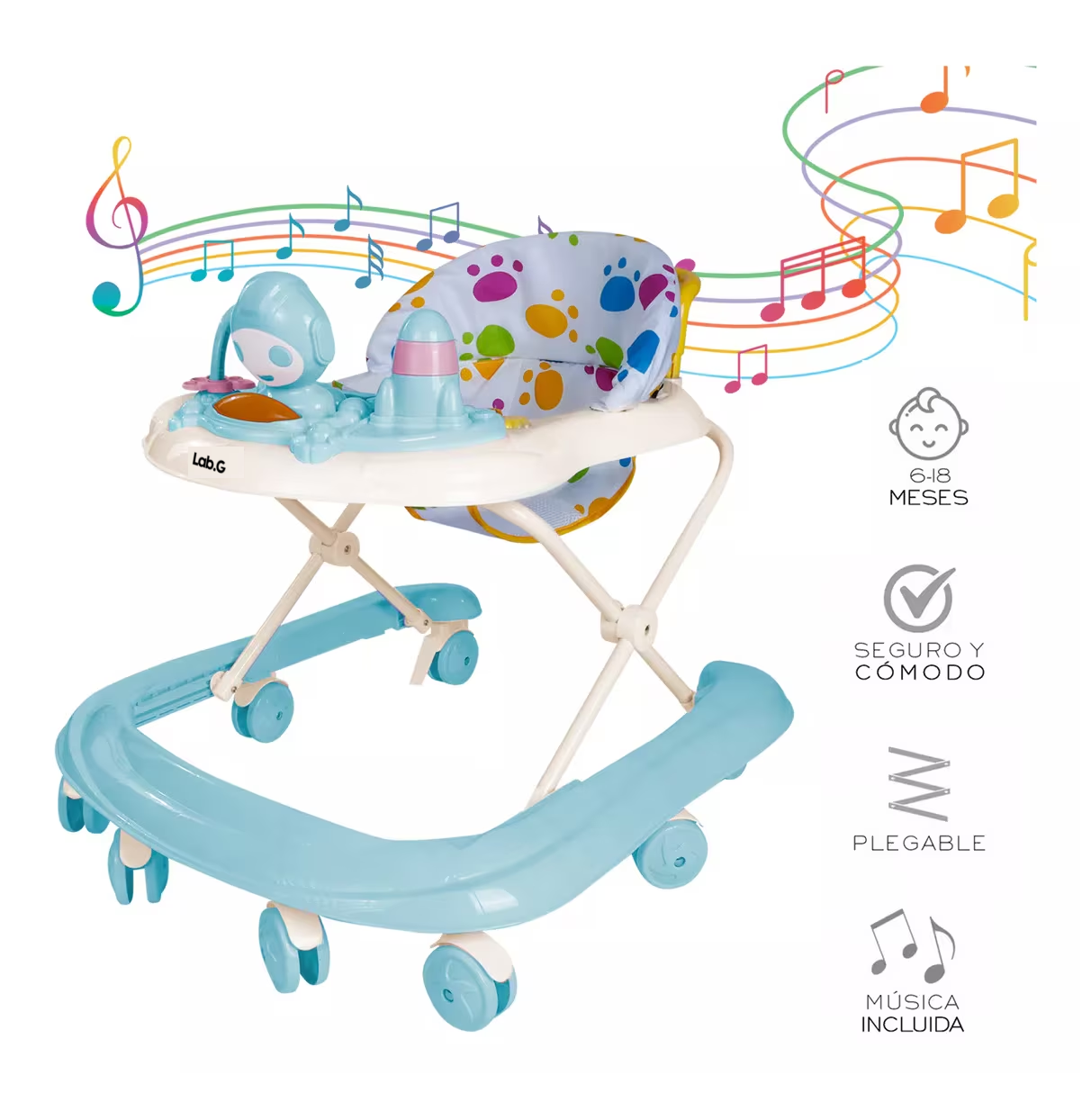 Foto 5 | Andadera Musical Plegable Para Bebe Juguete Educativo Interactiva Azul