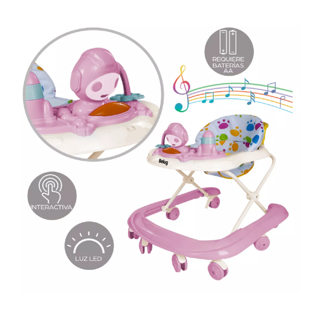 Foto 3 pulgar | Andadera Musical Plegable Para Bebe Juguete Educativo Interactiva, Belug Rosa