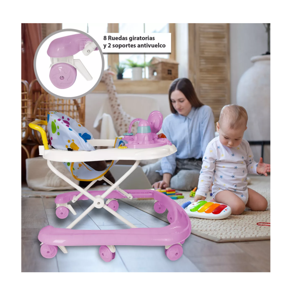 Foto 4 pulgar | Andadera Musical Plegable Para Bebe Juguete Educativo Interactiva, Belug Rosa