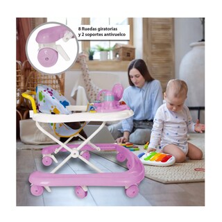 Foto 3 | Andadera Musical Plegable Para Bebe Juguete Educativo Interactiva, Belug Rosa