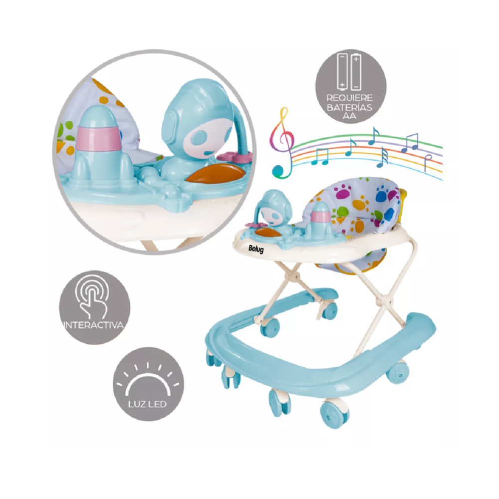 Foto 3 pulgar | Andadera Musical Plegable Para Bebe Juguete Educativo Interactiva, Belug  Azul