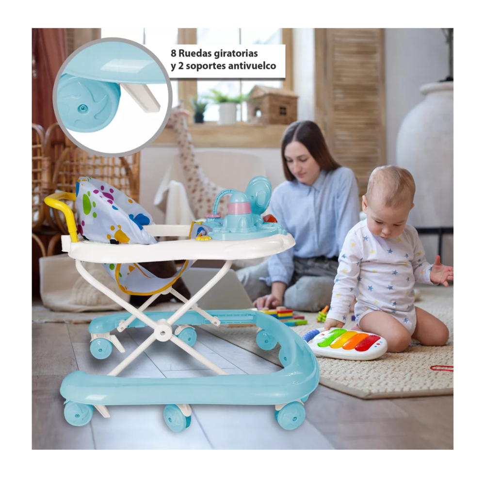 Foto 4 pulgar | Andadera Musical Plegable Para Bebe Juguete Educativo Interactiva, Belug  Azul