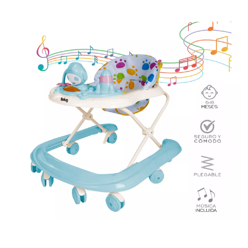 Foto 6 pulgar | Andadera Musical Plegable Para Bebe Juguete Educativo Interactiva, Belug  Azul