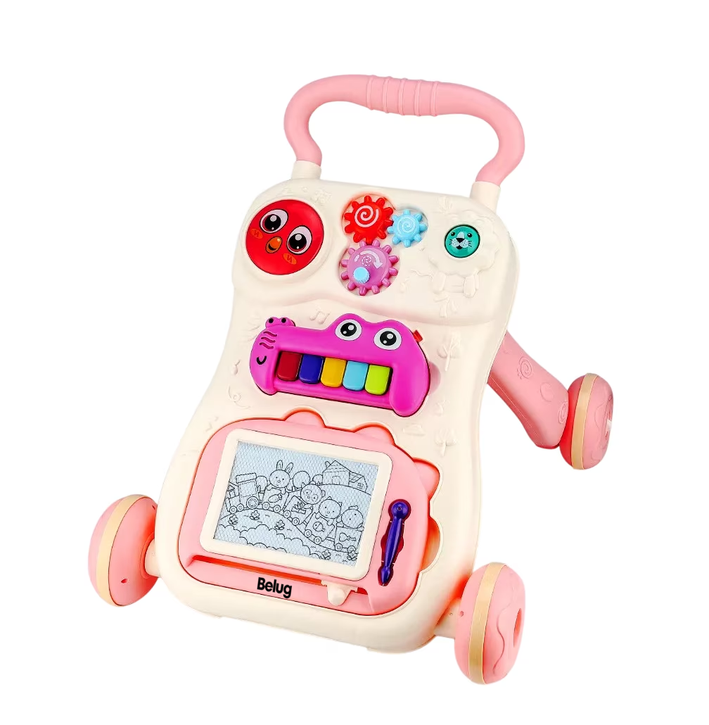 Foto 2 pulgar | Andadera Para Bebé Interactiva Musical Con Tablero De Dibujo Belug Rosa Beige