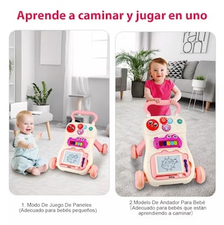 Foto 4 | Andadera Para Bebé Interactiva Musical Con Tablero De Dibujo Belug Rosa Beige