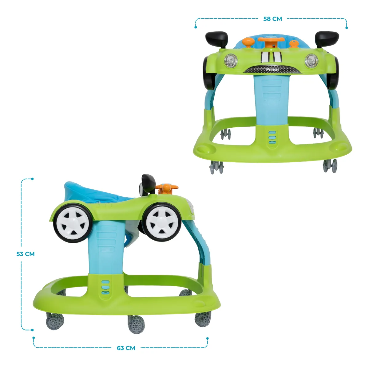 Foto 5 | Andadera Bebe Prinsel Auto 3 Alturas Con Luces Verde