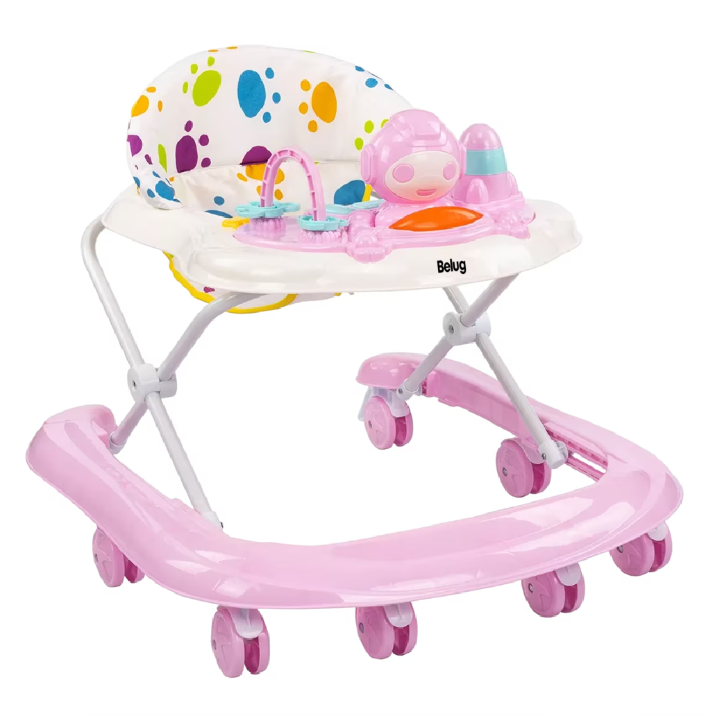 Andadera Musical De Bebé Interactiva Plegable Portátil, Belug Rosa