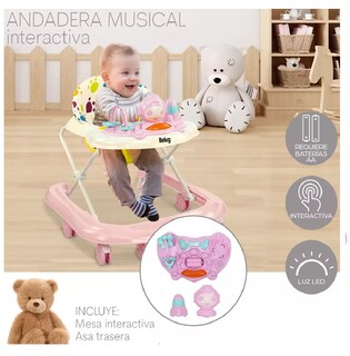 Foto 2 | Andadera Musical De Bebé Interactiva Plegable Portátil, Belug Rosa