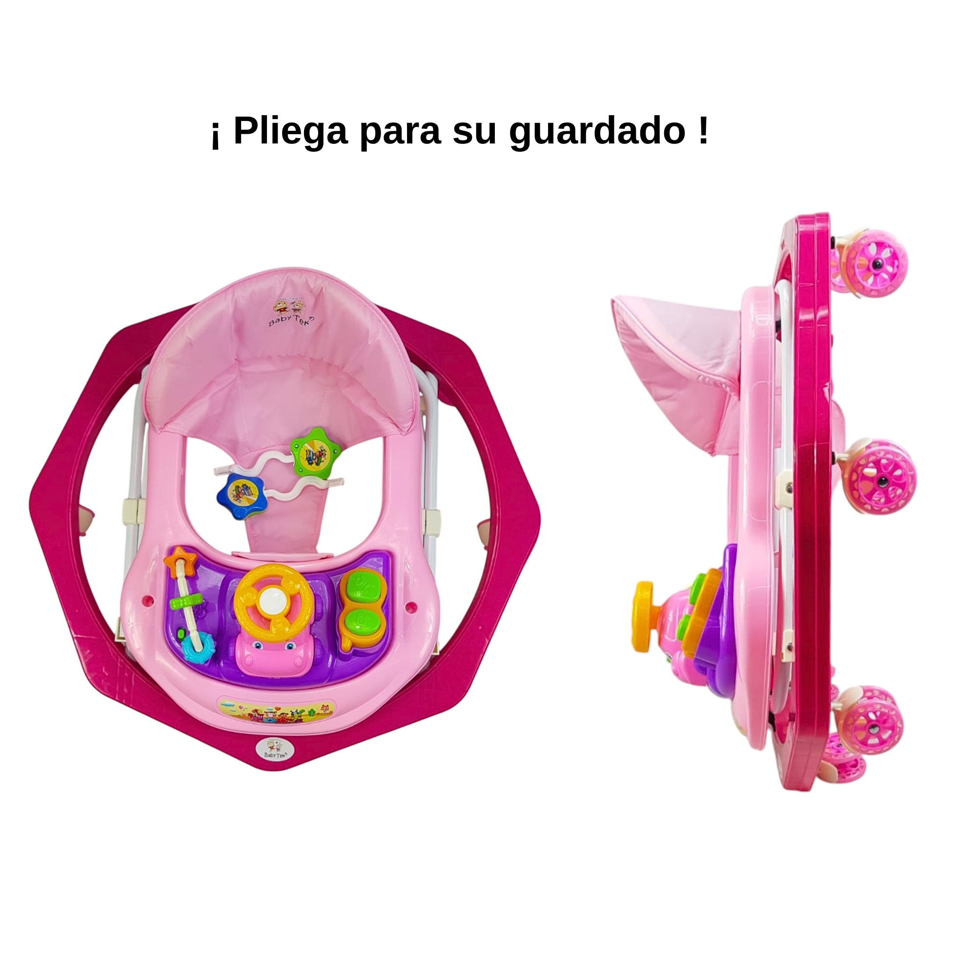 Foto 4 | Andadera Para Bebe Musical, 8 Llantas De Gel, Acolchonada, Carrito - Rosa