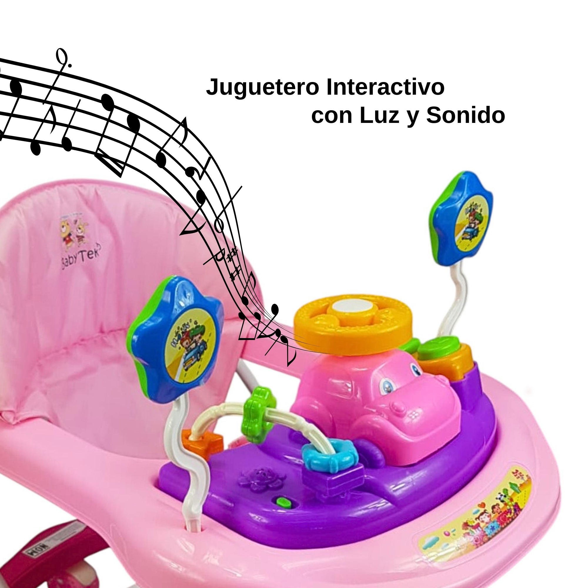 Foto 6 pulgar | Andadera Para Bebe Musical, 8 Llantas De Gel, Acolchonada, Carrito - Rosa