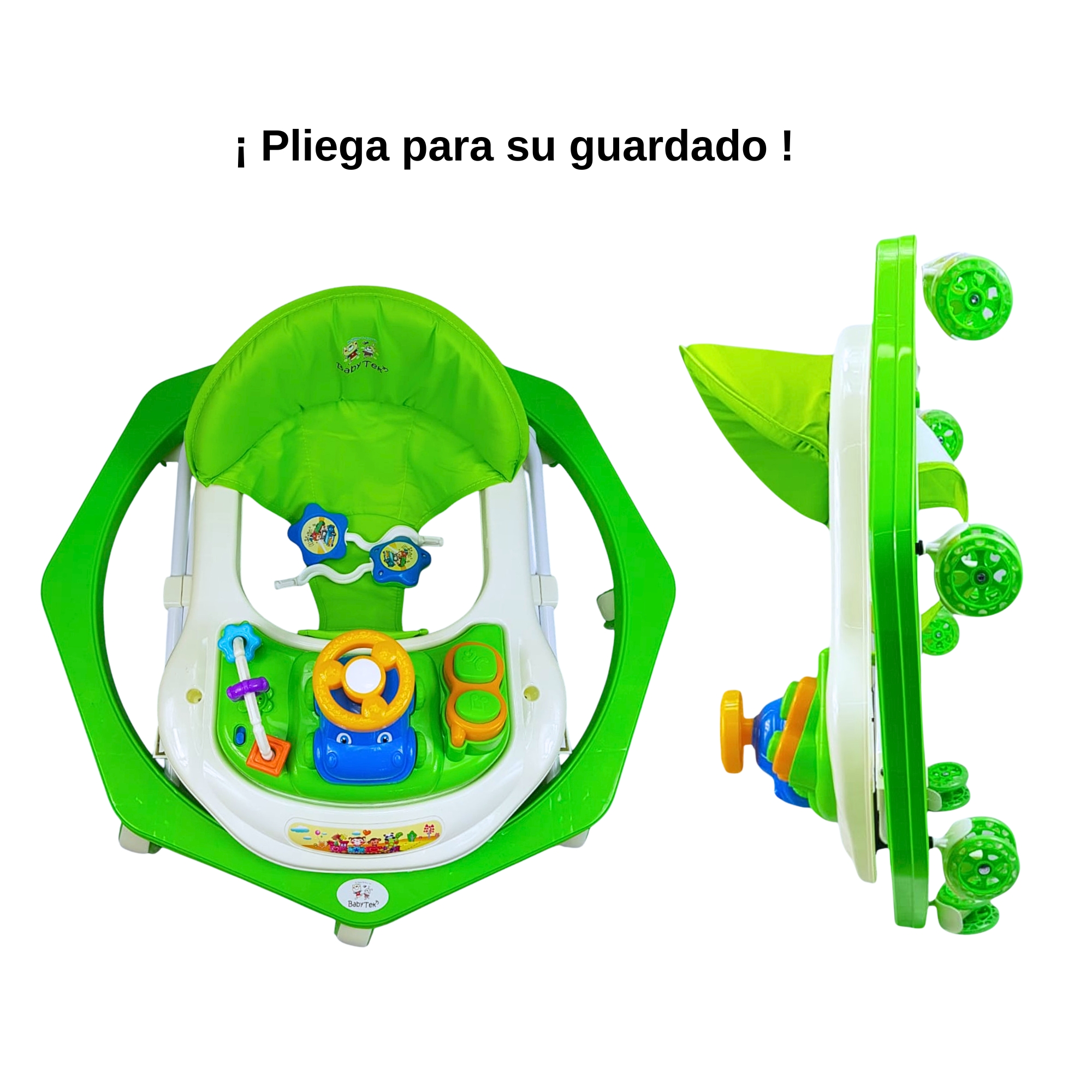 Foto 4 | Andadera Para Bebe Musical, 8 Llantas De Gel, Acolchonada, Carrito - Verde