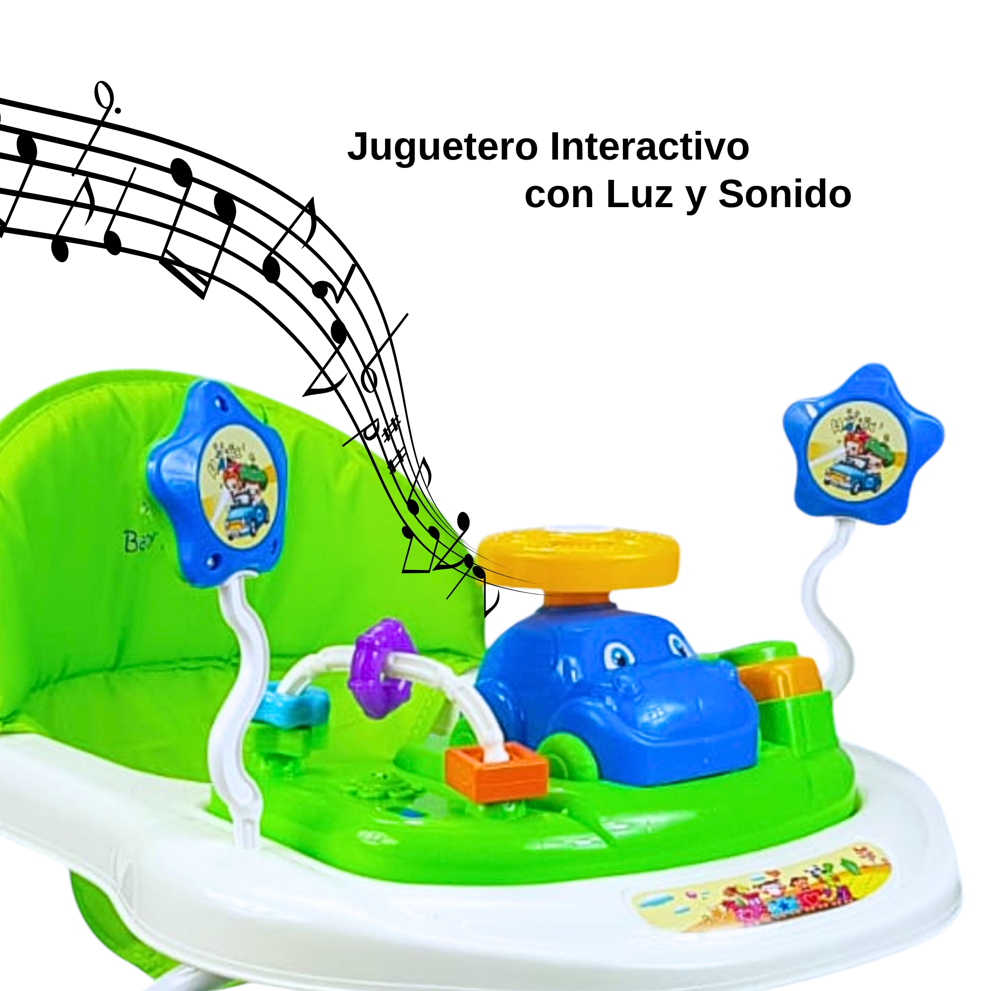 Foto 5 | Andadera Para Bebe Musical, 8 Llantas De Gel, Acolchonada, Carrito - Verde