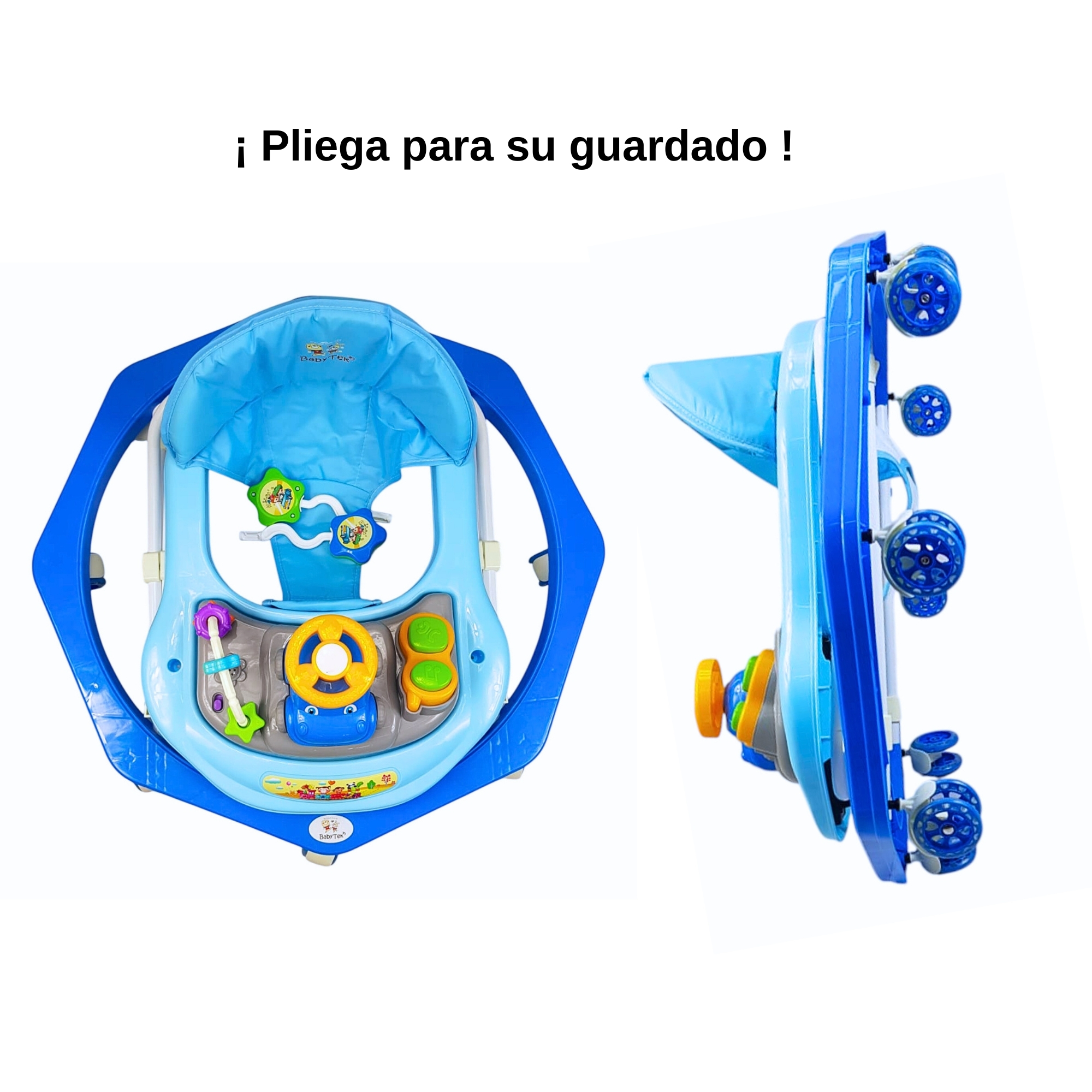 Foto 5 pulgar | Andadera Para Bebe Musical, 8 Llantas De Gel, Acolchonada, Carrito - Azul