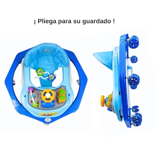 Foto 4 | Andadera Para Bebe Musical, 8 Llantas De Gel, Acolchonada, Carrito - Azul