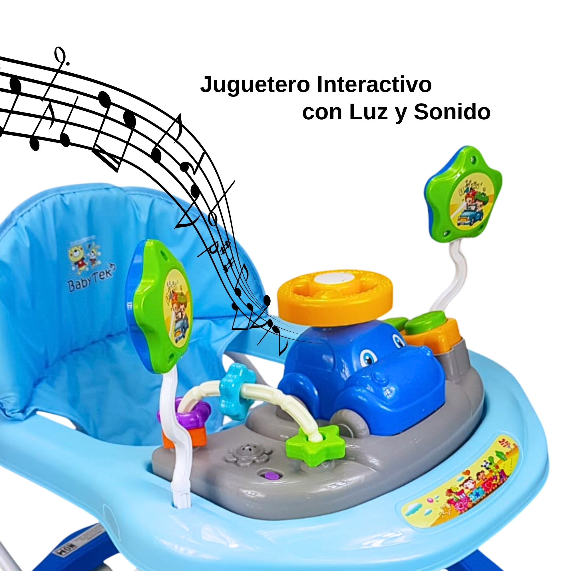 Foto 6 pulgar | Andadera Para Bebe Musical, 8 Llantas De Gel, Acolchonada, Carrito - Azul