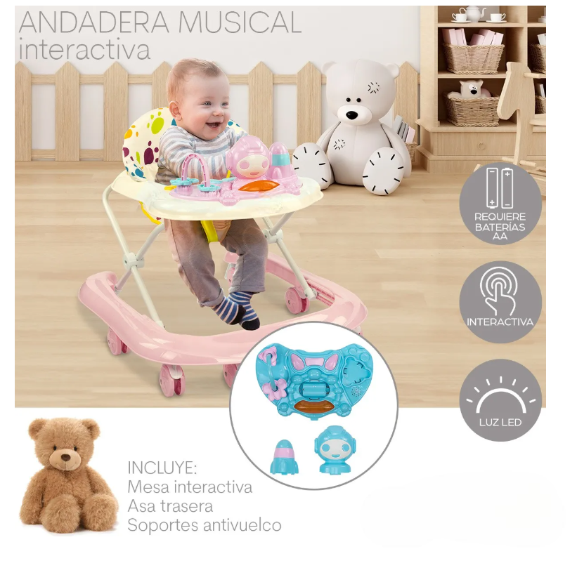 Foto 4 pulgar | Andadera Musical Bebé Juguetes Interactiva Plegable Portátil