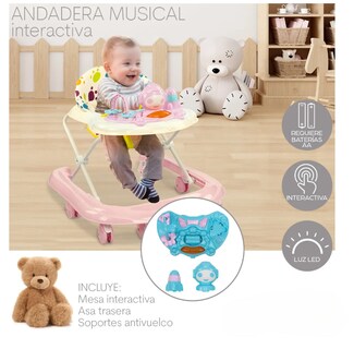 Foto 3 | Andadera Musical Bebé Juguetes Interactiva Plegable Portátil