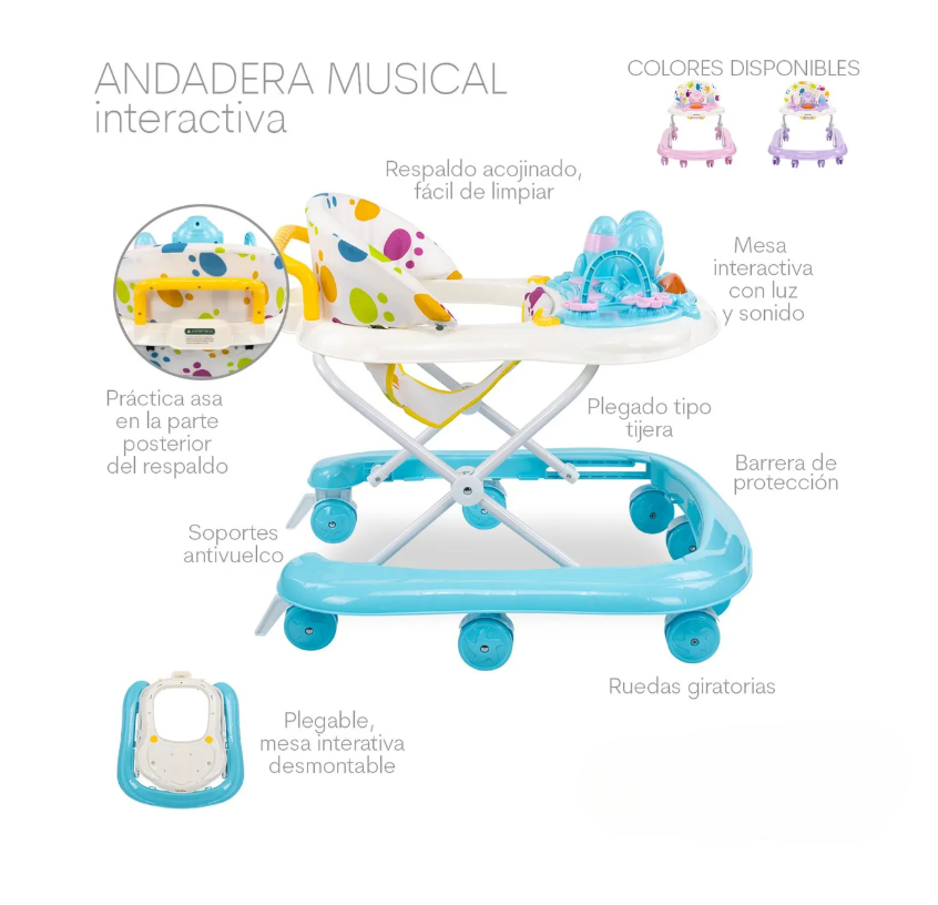 Foto 5 pulgar | Andadera Musical Bebé Juguetes Interactiva Plegable Portátil