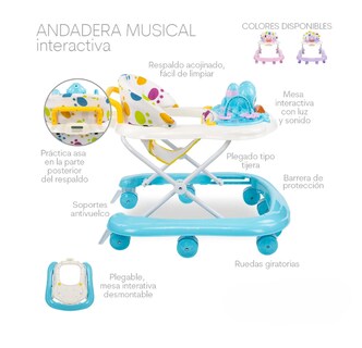 Foto 4 | Andadera Musical Bebé Juguetes Interactiva Plegable Portátil