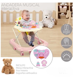 Foto 3 | Andadera Musical Bebé Juguetes Interactiva Plegable Portátil