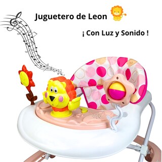 Foto 2 | Andadera Para Bebé Con Luz Sonido Llantas De Gel Diseño León - Rosa