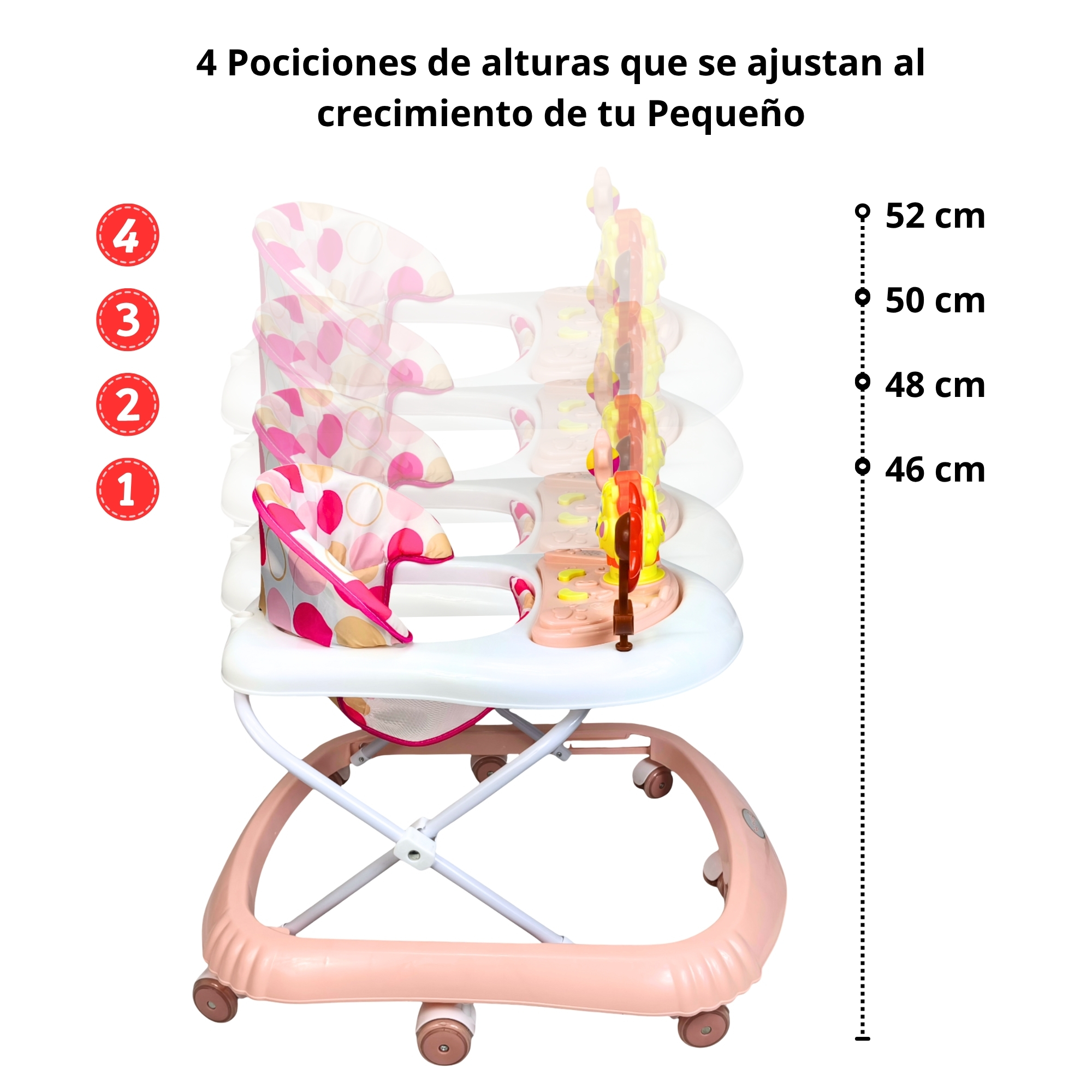 Foto 4 | Andadera Para Bebé Con Luz Sonido Llantas De Gel Diseño León - Rosa