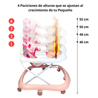 Foto 4 | Andadera Para Bebé Con Luz Sonido Llantas De Gel Diseño León - Rosa