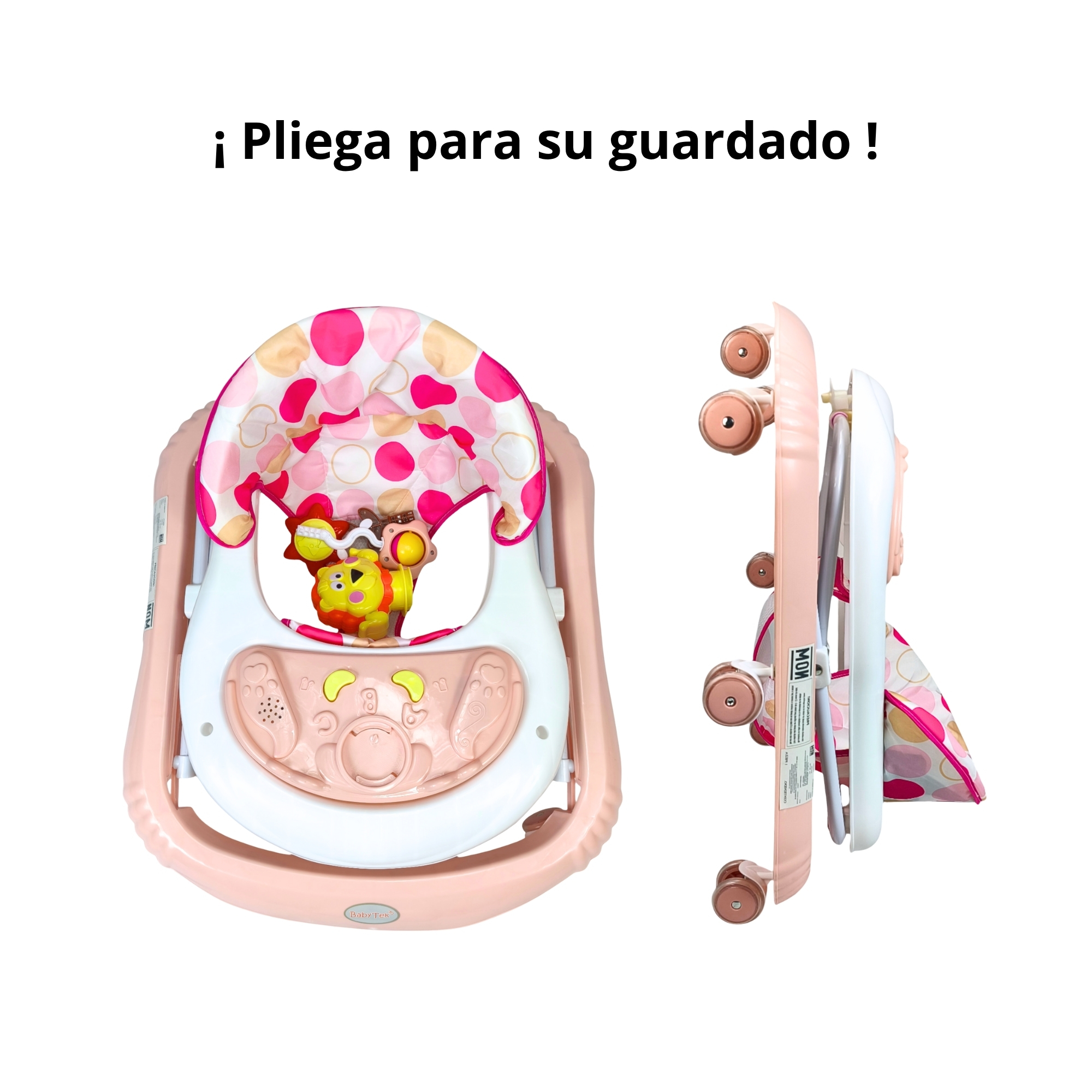 Foto 6 pulgar | Andadera Para Bebé Con Luz Sonido Llantas De Gel Diseño León - Rosa