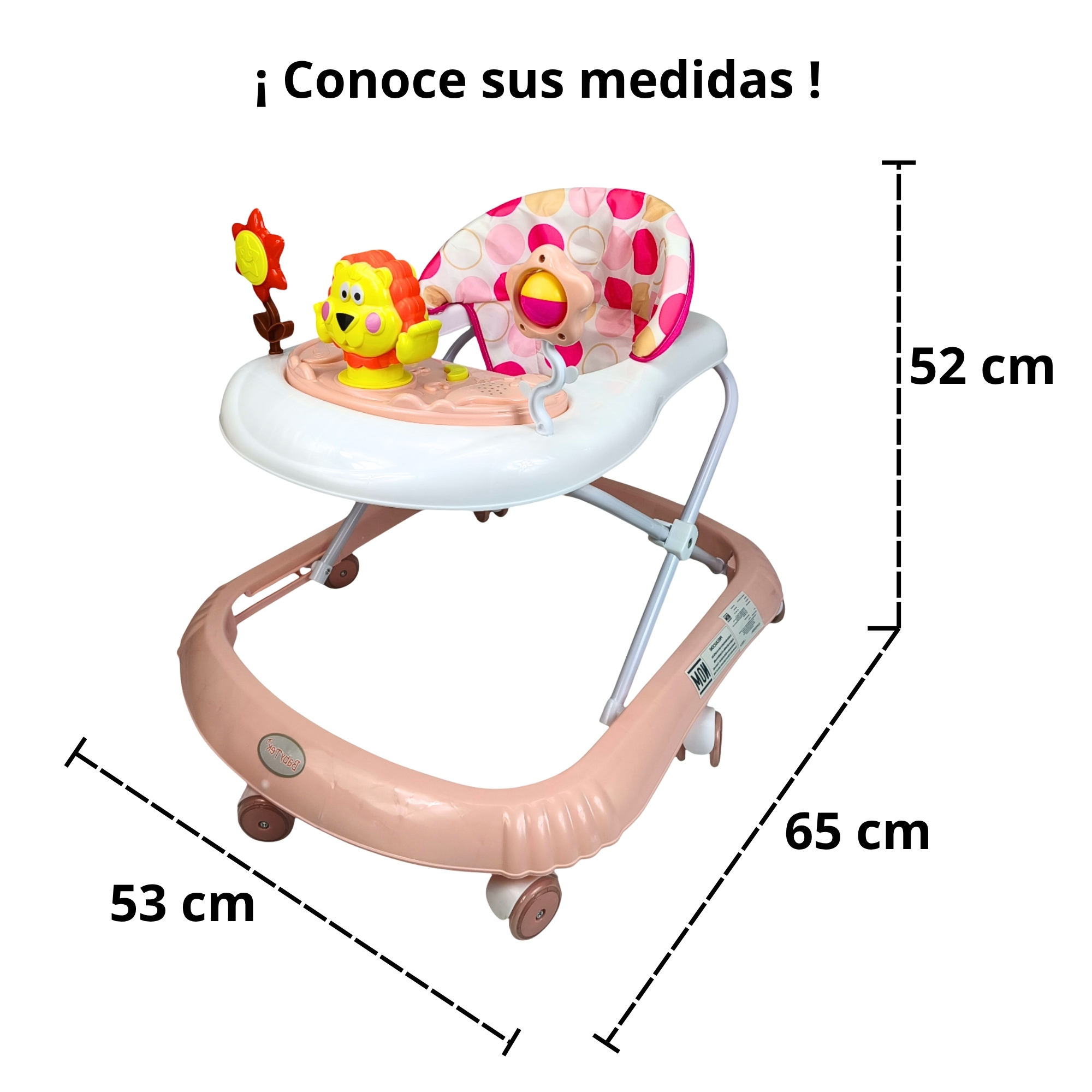 Foto 7 pulgar | Andadera Para Bebé Con Luz Sonido Llantas De Gel Diseño León - Rosa