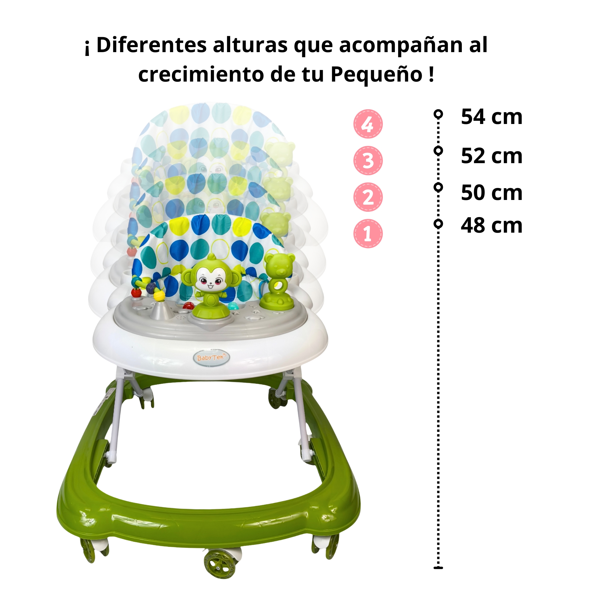 Foto 5 pulgar | Andadera Para Bebé Changuito 4 Alturas Con Luz Y Sonido - Verde