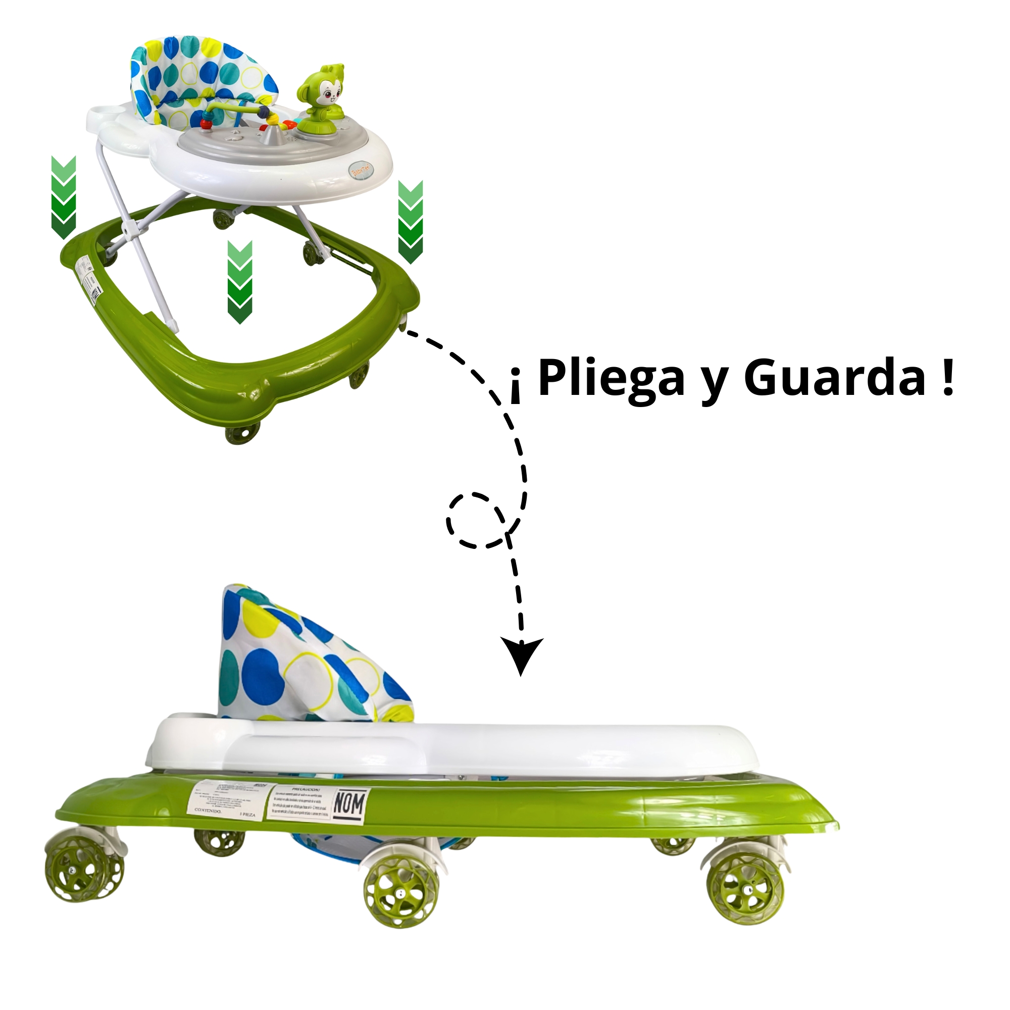 Foto 6 pulgar | Andadera Para Bebé Changuito 4 Alturas Con Luz Y Sonido - Verde