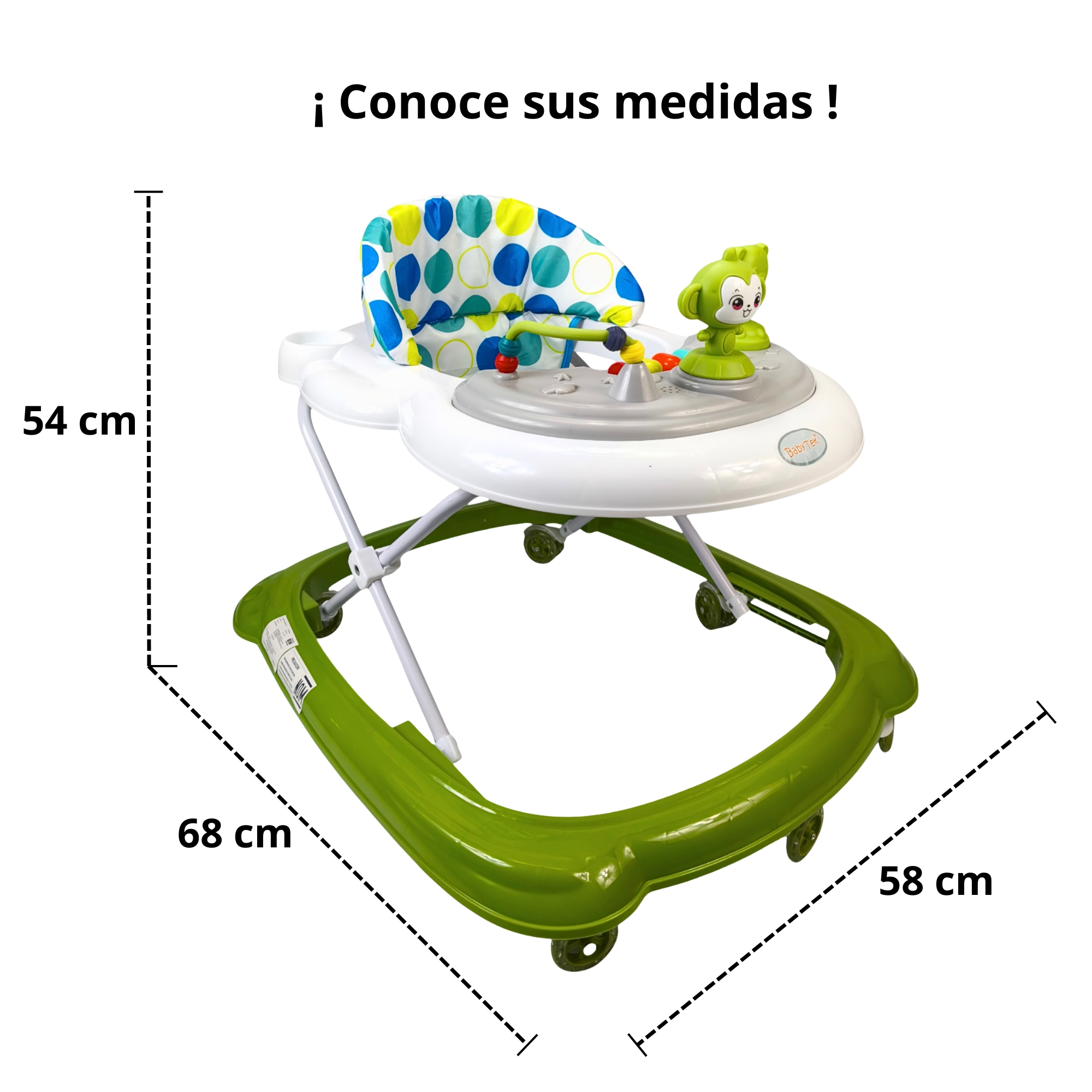 Foto 7 pulgar | Andadera Para Bebé Changuito 4 Alturas Con Luz Y Sonido - Verde