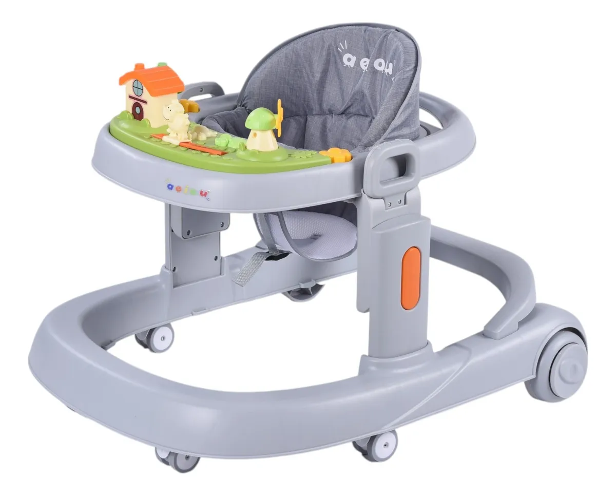 Andadera Para Bebé Aeiou A028 2 En 1 Ajustable Gris
