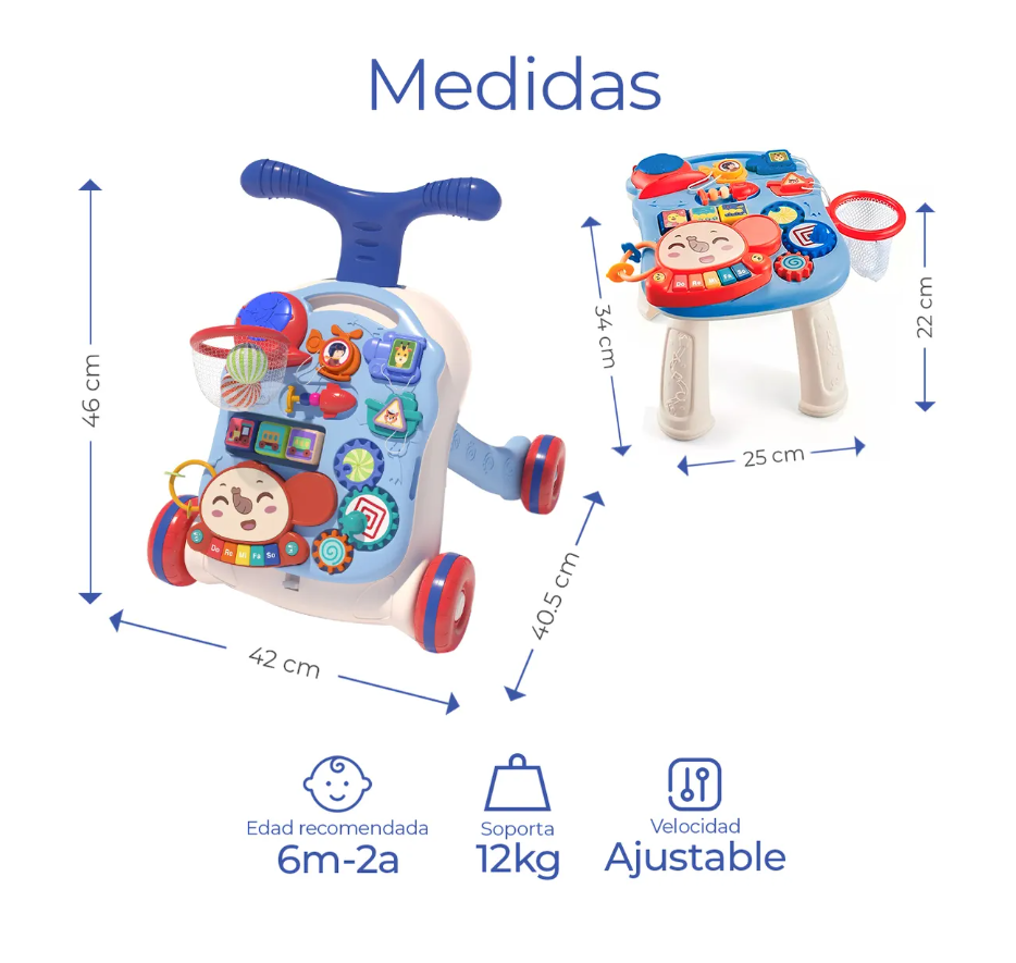 Foto 5 | Andadera De Bebé 2 En 1 Musical Con Juguetes Niños Portátil