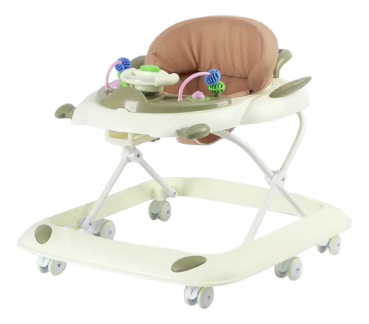 Andadera Para Bebé Aeiou A002 Plegable Con Asiento Acolchado Verde/ Cafe