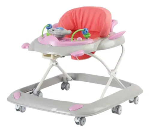 Andadera Para Bebé Aeiou A002 Plegable Con Asiento Acolchado Gris/rosa