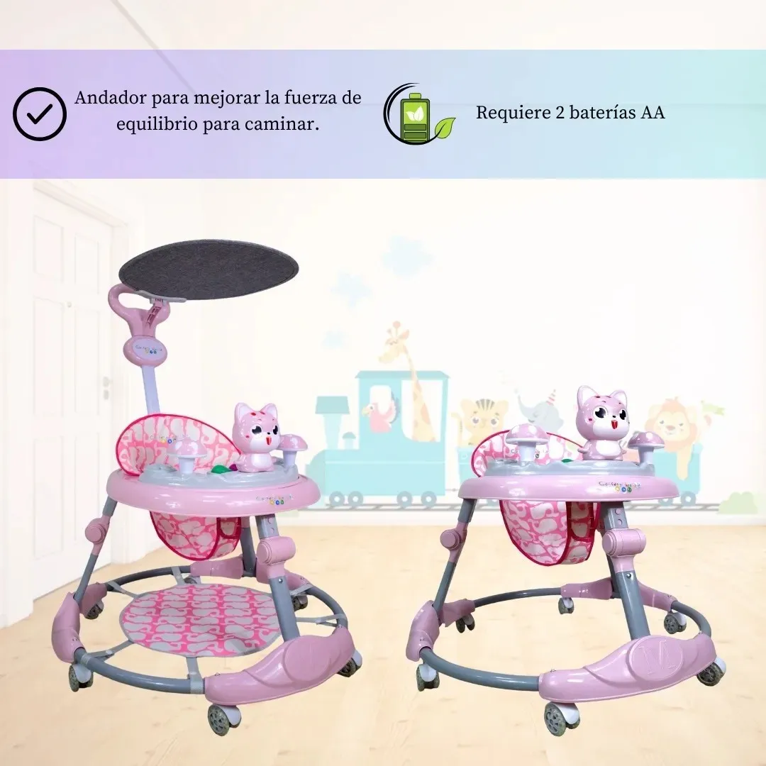 Foto 5 pulgar | Andadera Bebé Tubular Confety World Anme018 Altura Ajustable Rosa