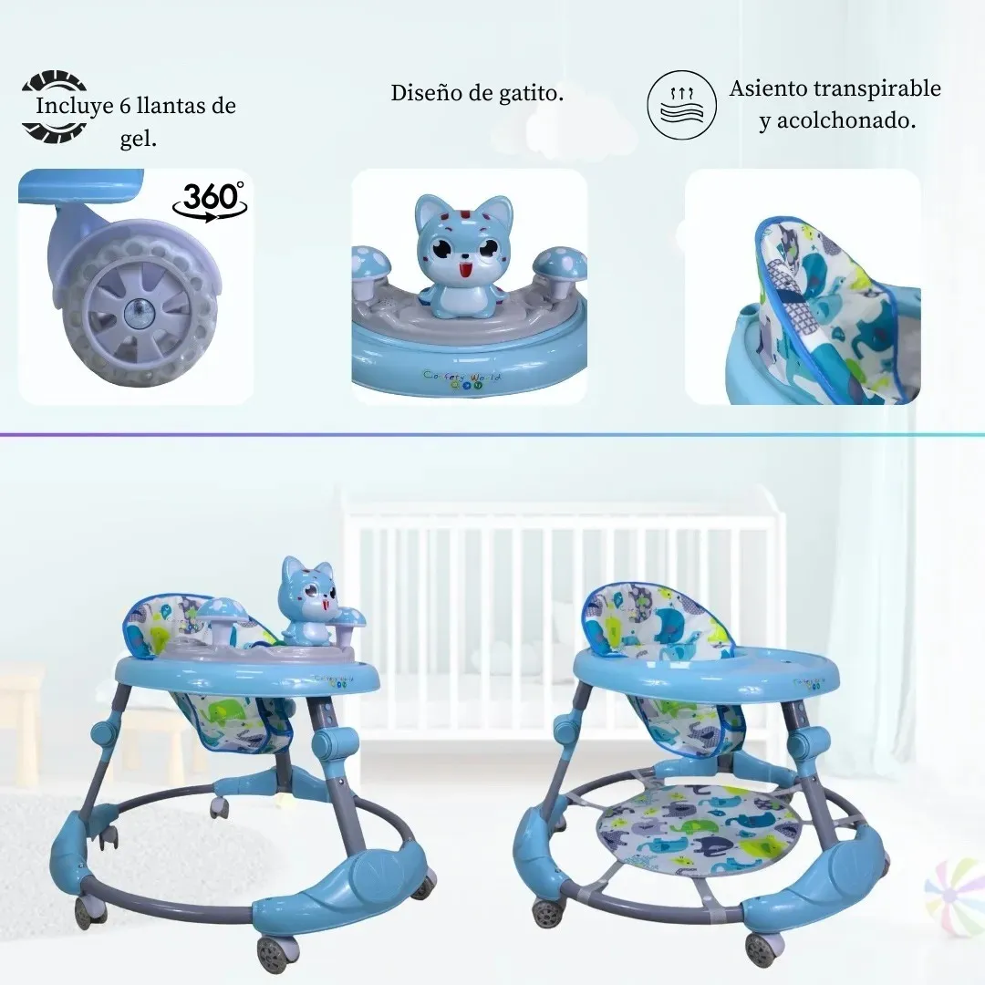 Foto 7 pulgar | Andadera Bebé Tubular Confety World Anme018 Altura Ajustable Azul