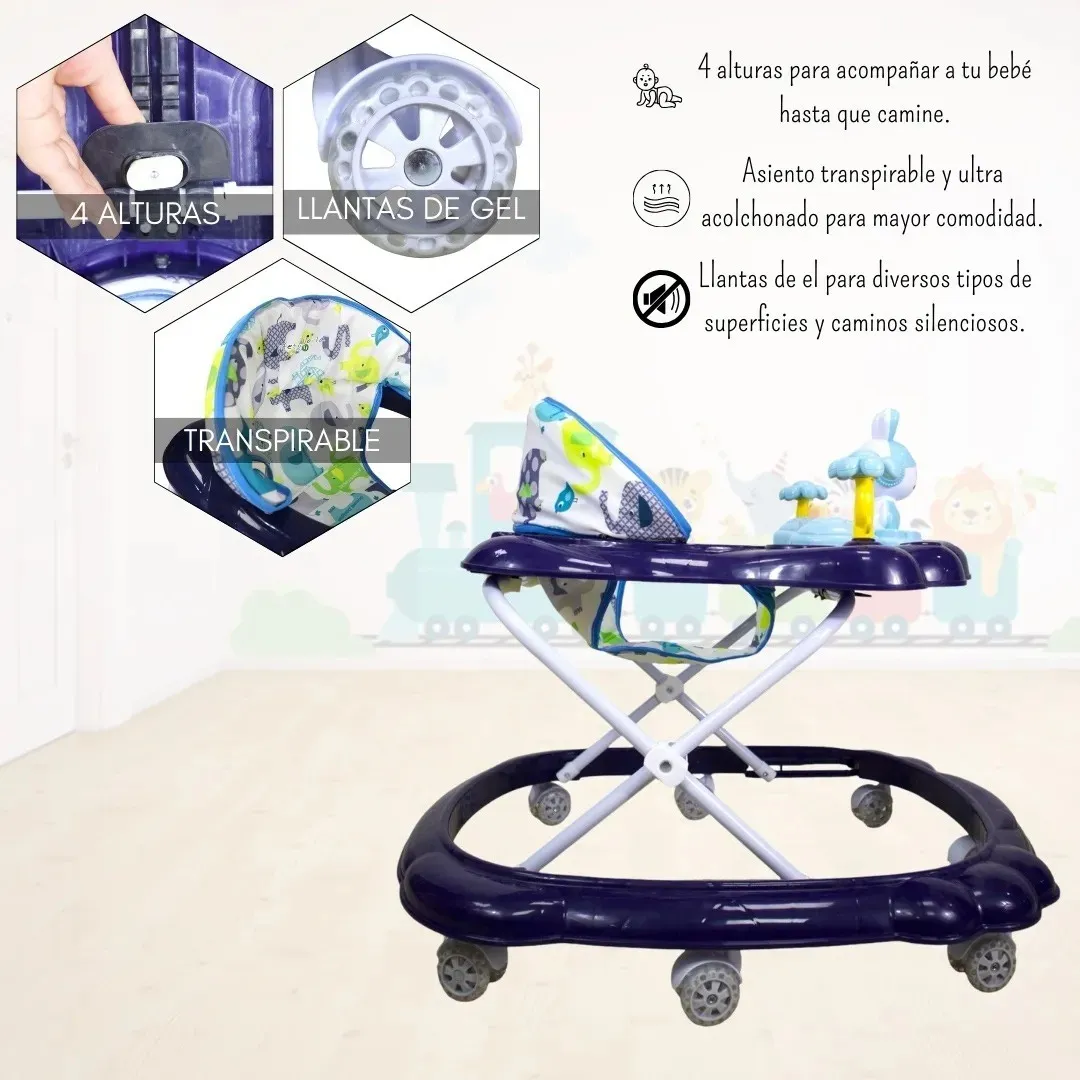 Foto 3 | Andadera Para Bebé Confety Yudy Wa019 Llantas De Gel Azul Marino