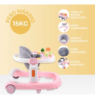 Foto 3 | Andadera Para Bebé Aeiou A028 2 En 1 Altura Ajustable Rosa Claro