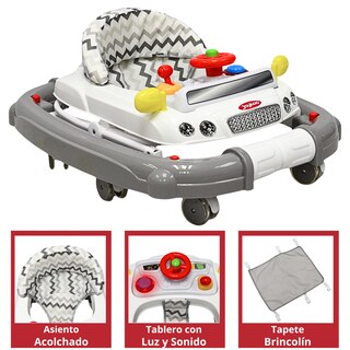 Foto 5 | Andadera Para Bebé Mecedora Luz Y Sonido Diseño De Carrito Bastón Dirigible Alturas Ajustables Plegable Ruedas D
