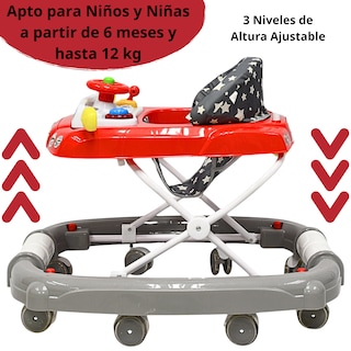 Foto 3 | Andadera Para Bebé Mecedora Luz Y Sonido Diseño De Carrito Bastón Dirigible Alturas Ajustables Plegable Ruedas D
