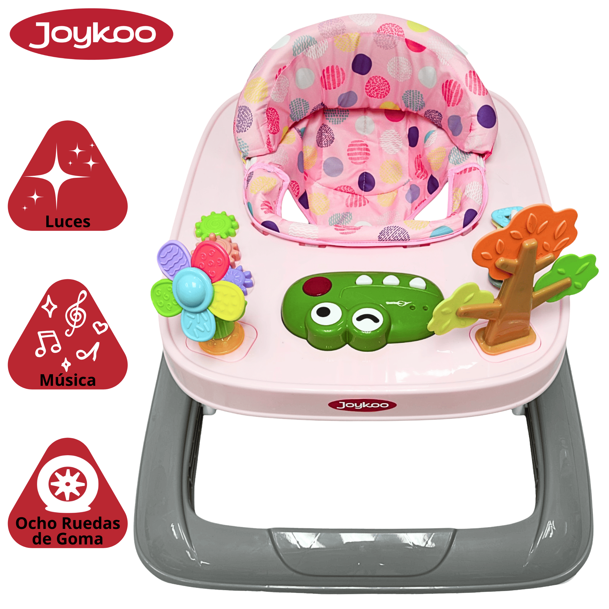 Foto 3 pulgar | Andadera Para Bebé Coco Luz Y Sonido Altura Ajustable Plegable Ruedas De Goma Apta Desde 6 Meses - Rosa