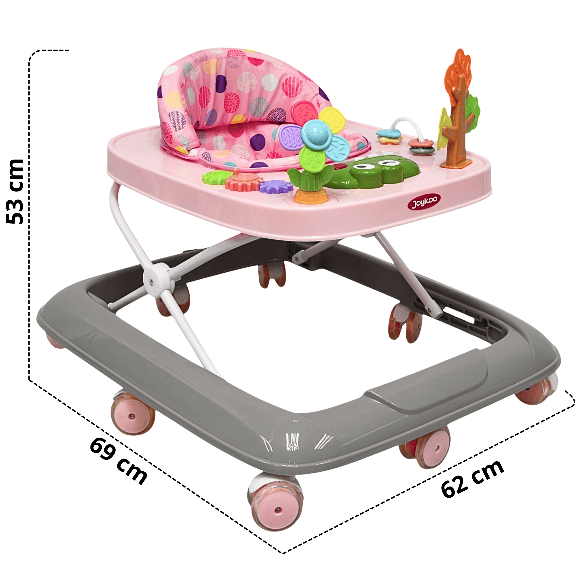 Foto 5 pulgar | Andadera Para Bebé Coco Luz Y Sonido Altura Ajustable Plegable Ruedas De Goma Apta Desde 6 Meses - Rosa