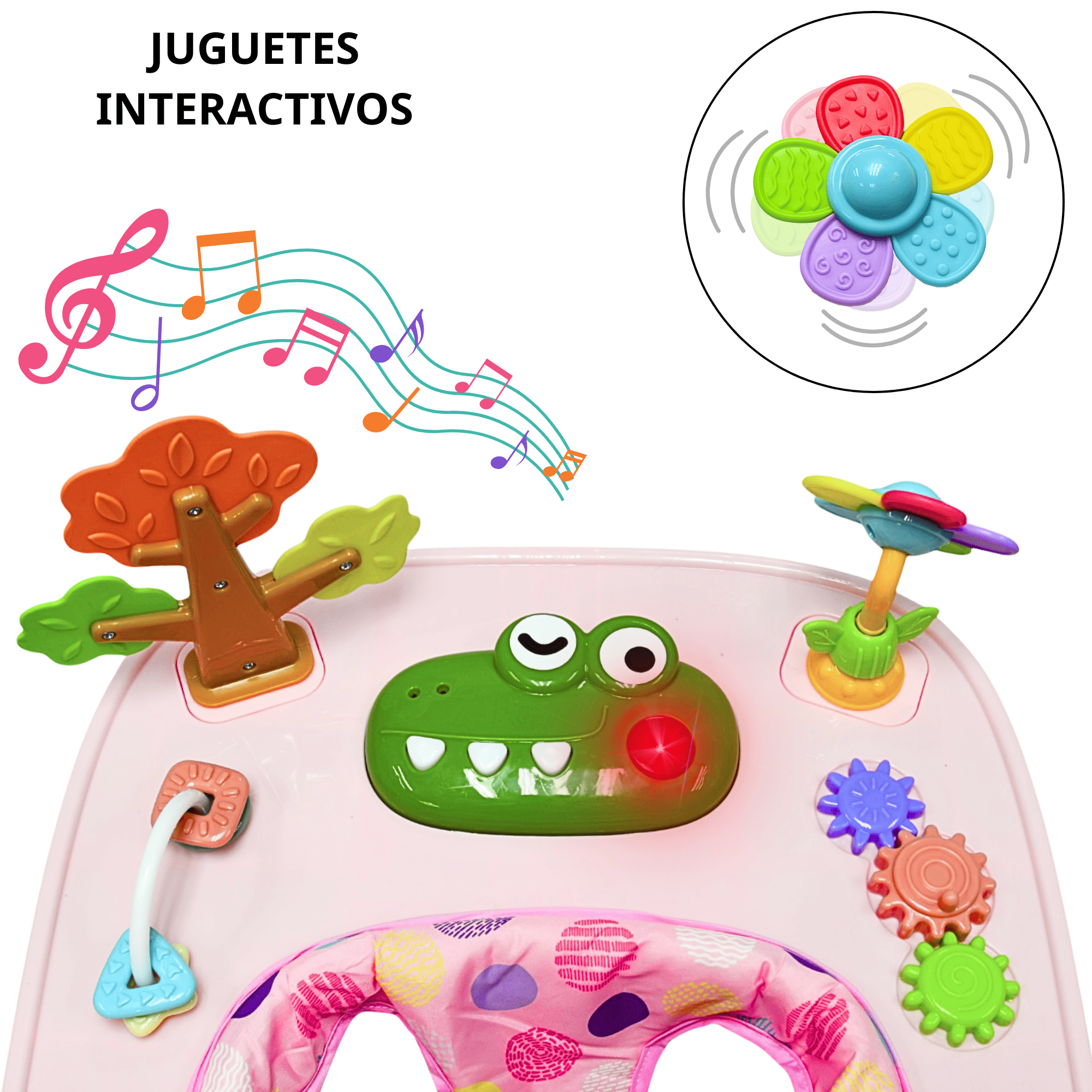 Foto 6 pulgar | Andadera Para Bebé Coco Luz Y Sonido Altura Ajustable Plegable Ruedas De Goma Apta Desde 6 Meses - Rosa