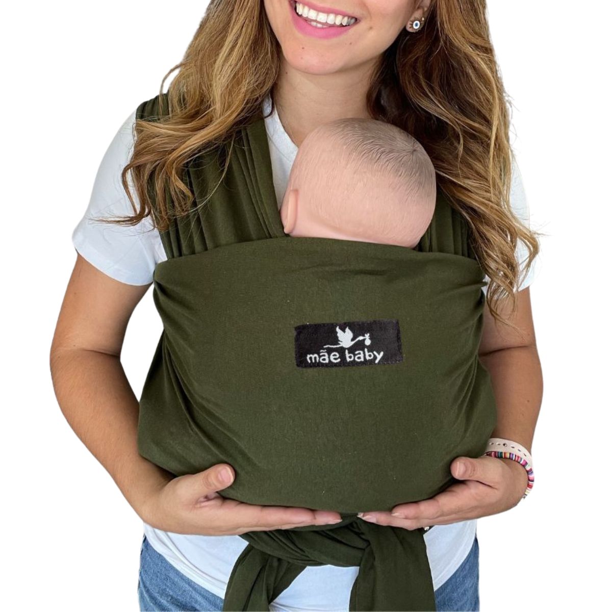 Fular Ergonómico Suave Bebé Y Recién Nacido Mãe Baby Portabebé (verde Cocodrilo) Hasta 10kg Hecho 100% En México