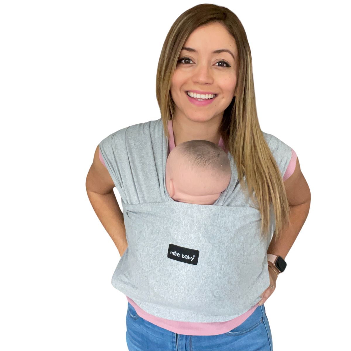 Fular Ergonómico Suave Bebé Y Recién Nacido Mãe Baby Portabebé (gris Plata) Hasta 10kg Hecho 100% En México