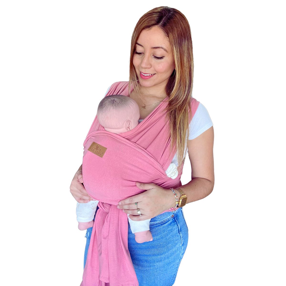 Fular para Bebé Mae Baby Algodón Premium Fresco Rosa Hasta 10 kg