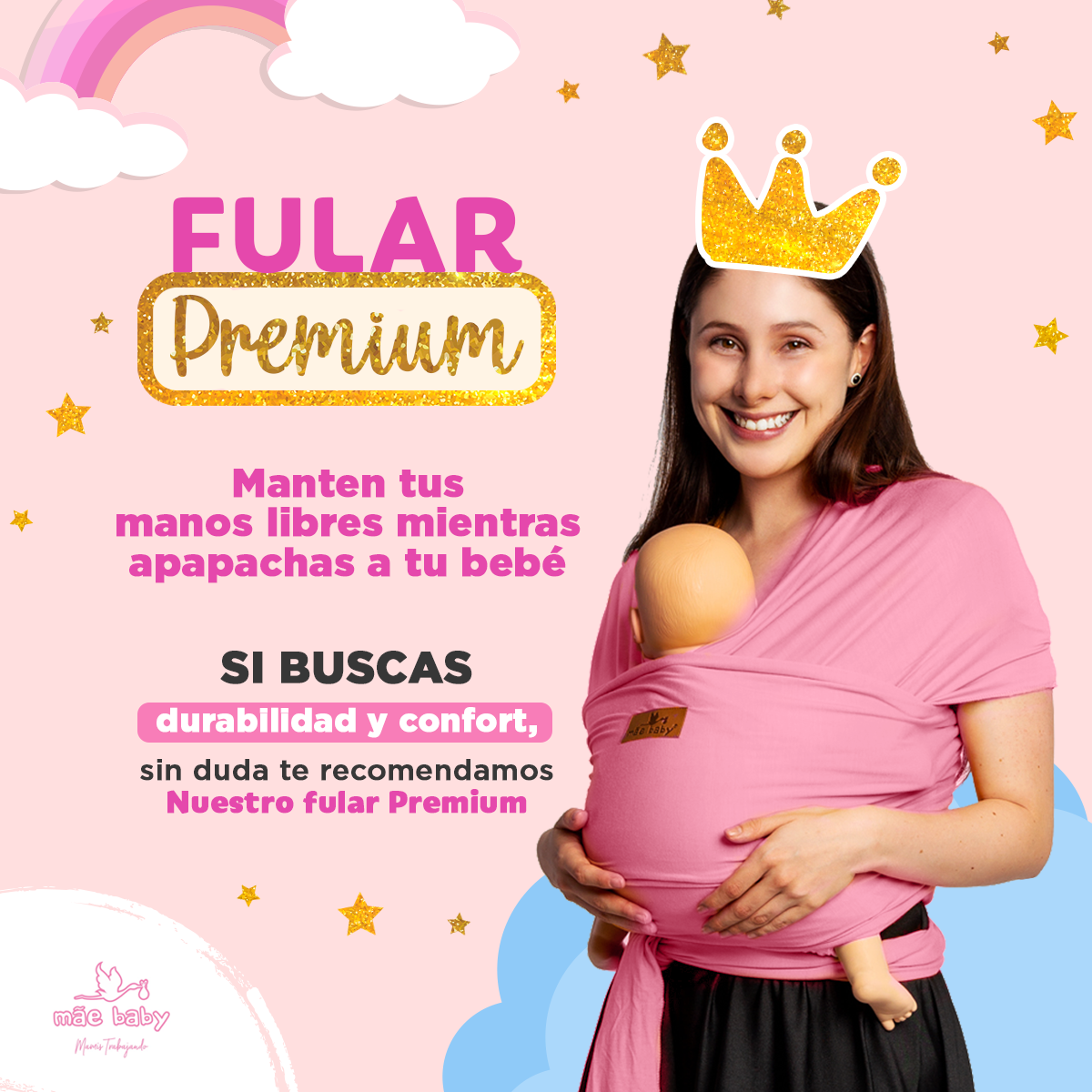 Foto 3 pulgar | Fular para Bebé Mae Baby Algodón Premium Fresco Rosa Hasta 10 kg